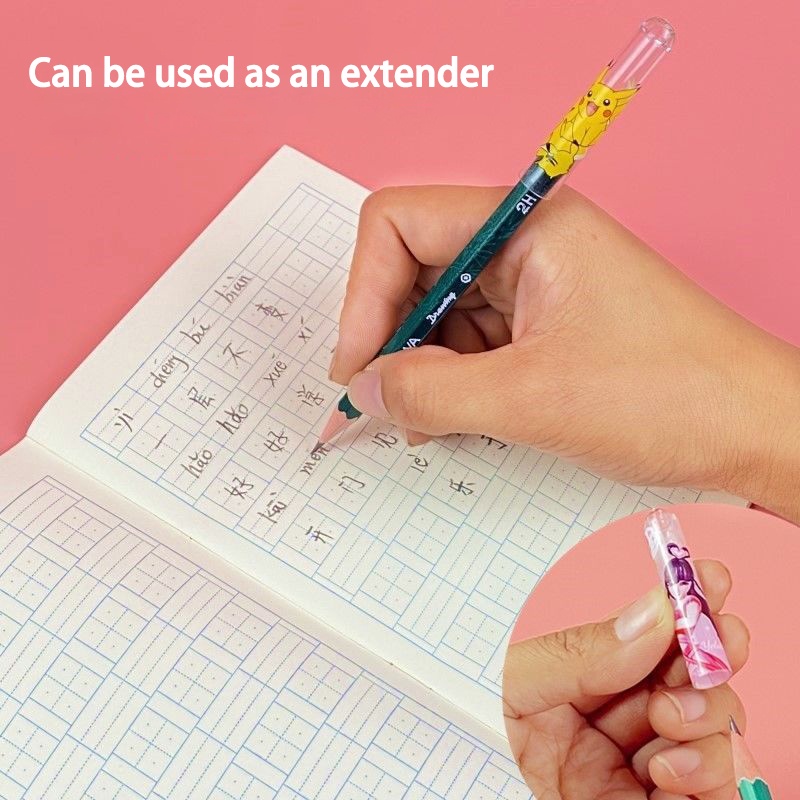 6 Buah/Bungkus Pensil Extender Pensel Kartun Universal Pensil Cap Pensil Pelindung Penutup Pensil Alat Tulis