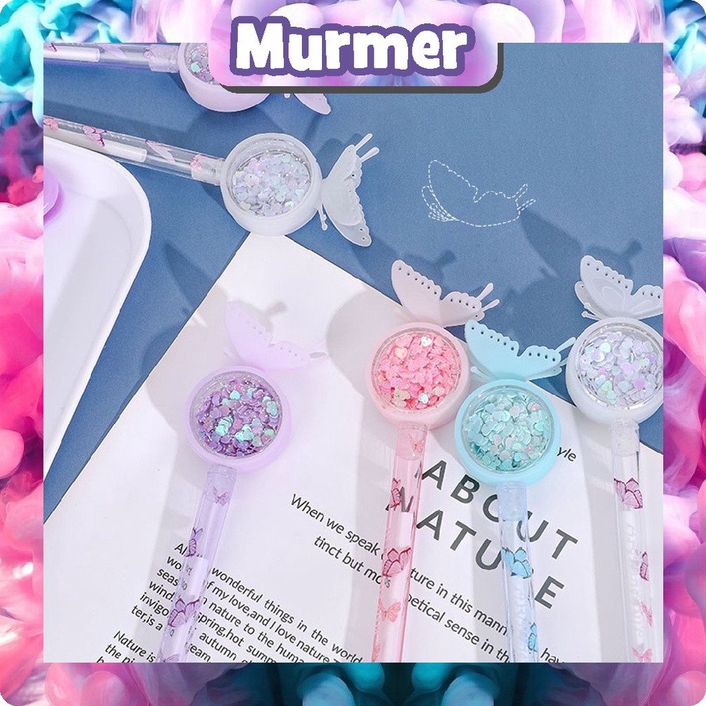 MurmerOfficial Pretty Pena Karakter Payet Gliter Bunny Lucu Black Ink Gel Pulpen Murah Gel Bolpen Gel Pastel Alat Tulis Sekolah Kantor Murah Import S045