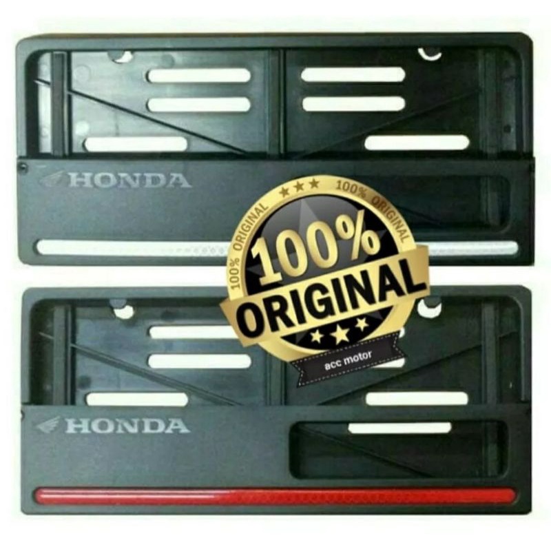 Tempat Cover Dudukan Plat Nomor Motor Honda Original AHM List Merah Putih Terlaris..!!