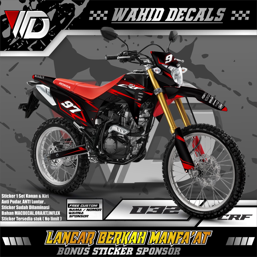 032 DECAL STIKER MOTOR CRF VARIASI HITAM GLOSSY KEREN TERBARU