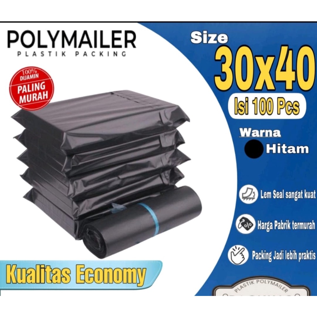 

Plastik Polymailer 30x40 ada LEM / plastik packing online shop / Plastik Packing HD 30x40 + LEM / Plastik Packing hitam ada lem / 1pack isi 100pcs / plastik polymailer 30x40 ada LEM