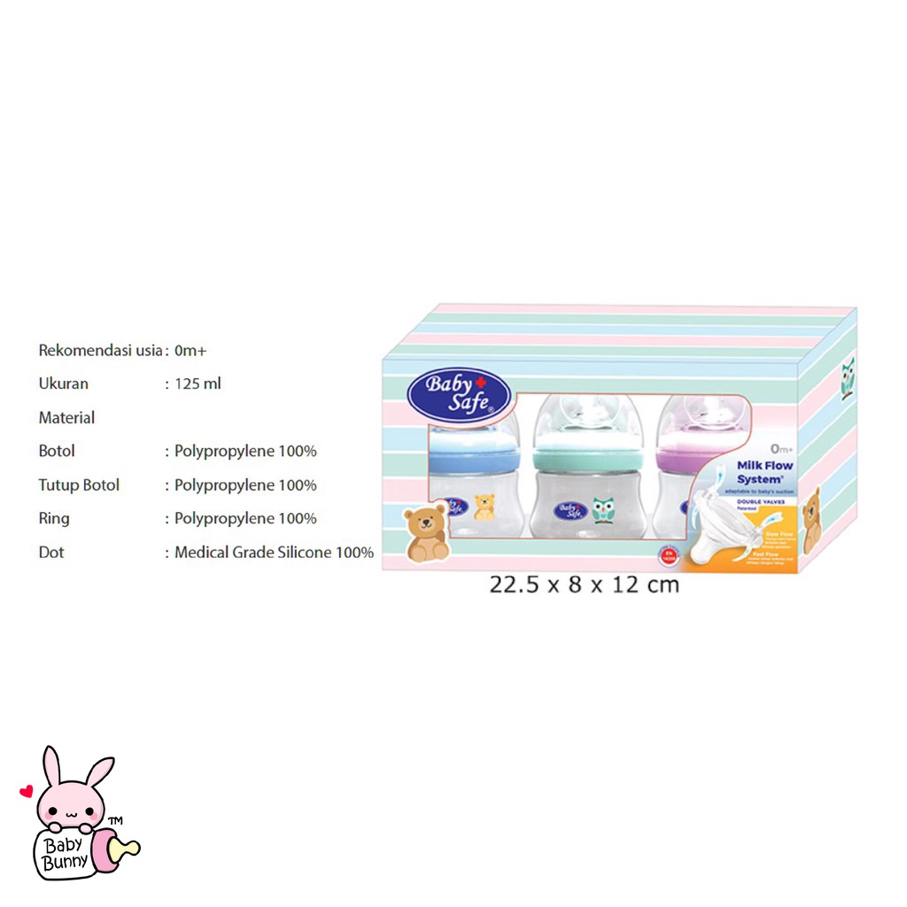 ❤ BELIA ❤ BABY SAFE Wide Neck Bottle WNS01 125ml / 4oz | WNS02 250ml / 8oz | Botol bayi | Dot bayi | Botol Susu | Dot susu bayi | BPOM