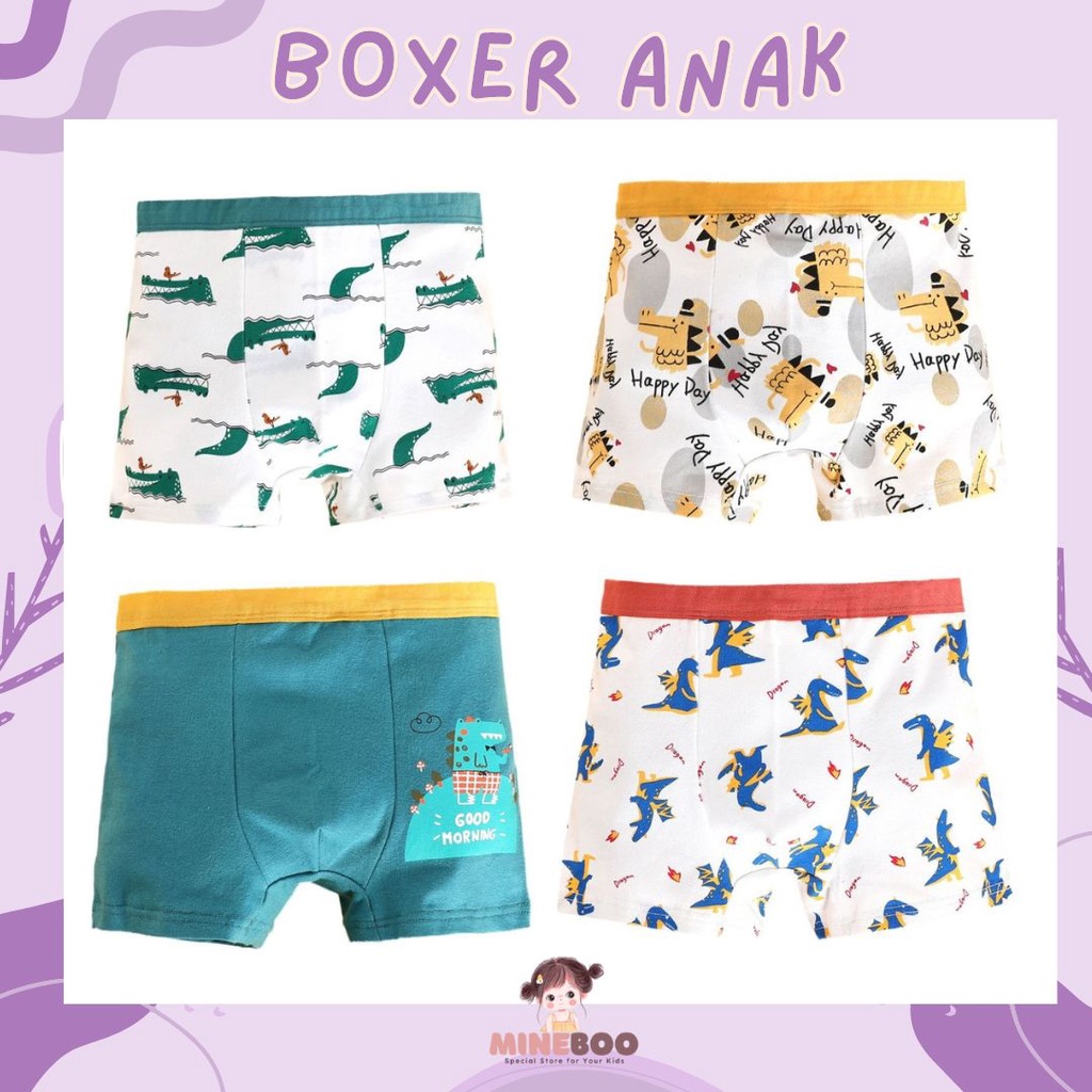 mineboo - BOXER ANAK laki-laki/Celana dalam CD celana dalam anak laki-laki katun / MORNING DINO