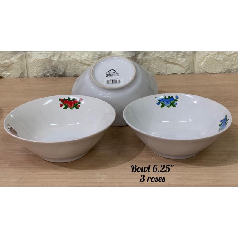 mangkok keramik bunga / mangkok putih bunga / mangkok keramik 6,25" homeco
