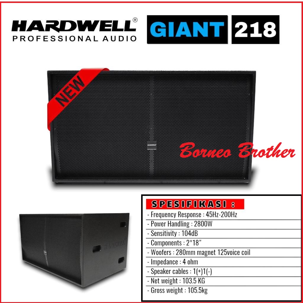 Hardwell GIANT 218 GIANT218 GIANT-218 Original Subwoofer Pasif 2x18"
