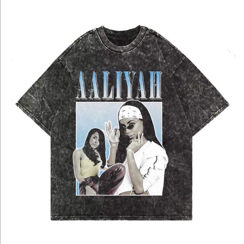 Kaos Washing Oversized Vintage T-shirt AAliyah Washed Tee