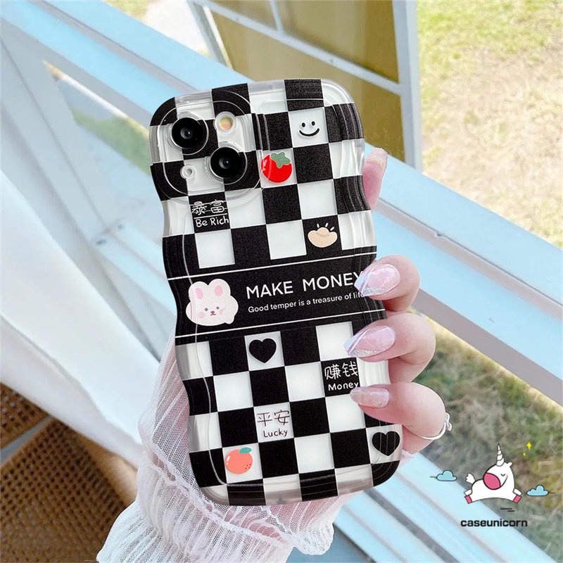 Couple Motif Kotak Kotak Casing Ponsel Realme C12 C53 C55 C33 C30 C15 C35 10 C25Y C25 C20A C11 5 9i 5i 6i 8 8pro 8i 9 7 7i 9pro+ C21Y C25s C20A C20 C17 C3 Wavy Edge Cartoon Smiley Soft Cover