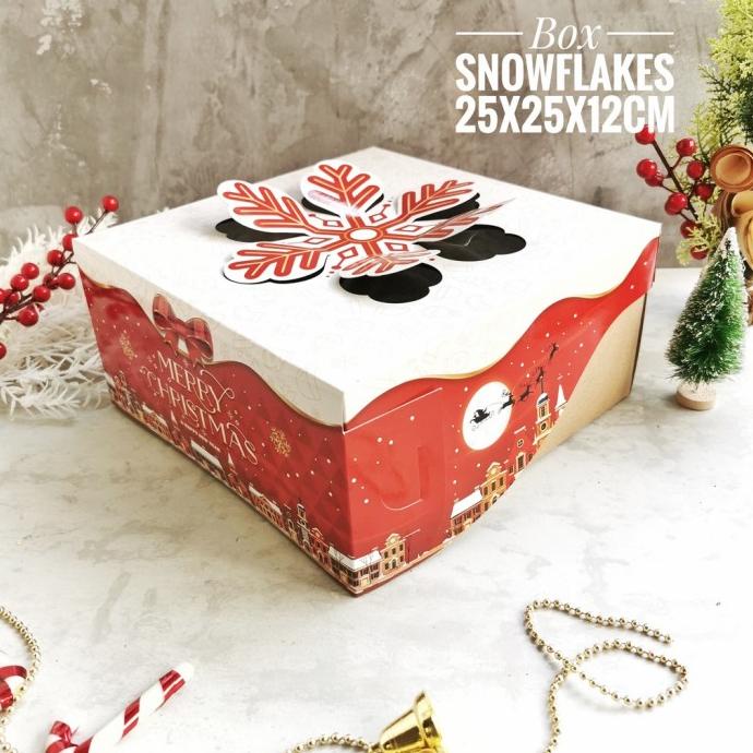 

%$%$%$%$] BOX KOTAK DUS CAKE TART NATAL CHRISTMAS HAMPERS NATAL SNOWFLAKES 25x25