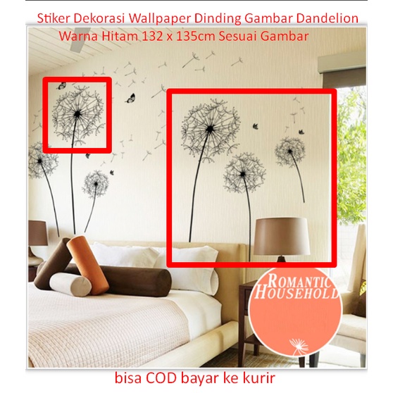 Jual Stiker Dekorasi Wallpaper Dinding Gambar Dandelion Warna Hitam 132 ...