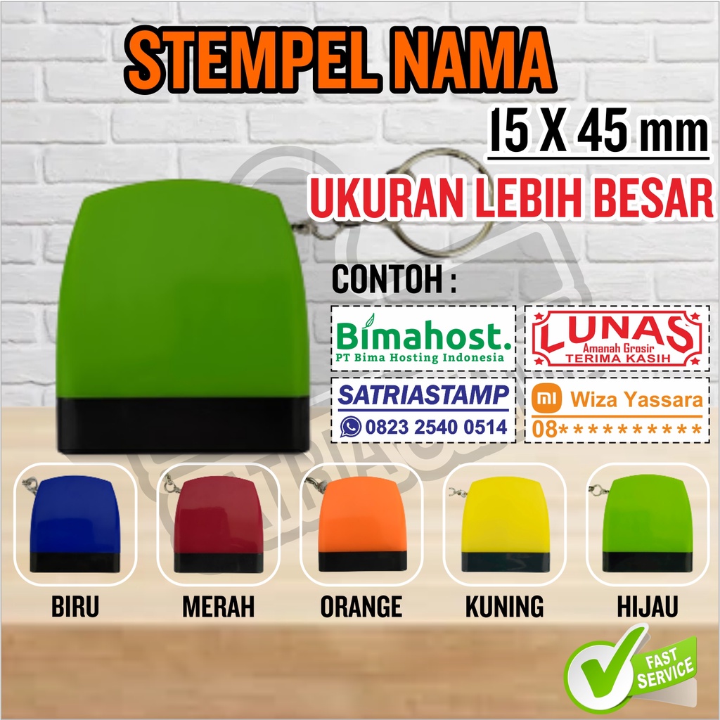 Stempel Nama 15 x 45 mm Ukuran Lebih Besar