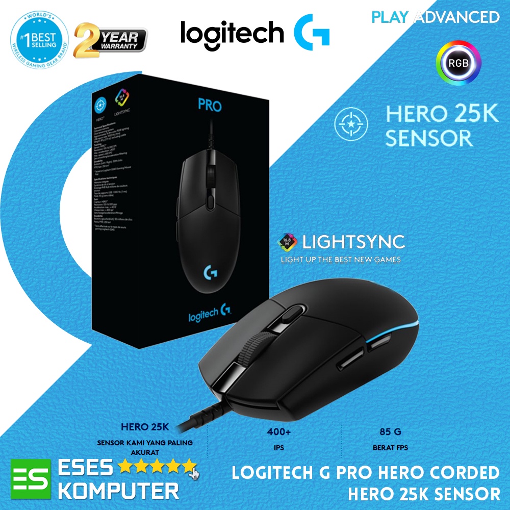 Mouse Logitech G PRO HERO Corded | 16K DPi | Mouse Gaming