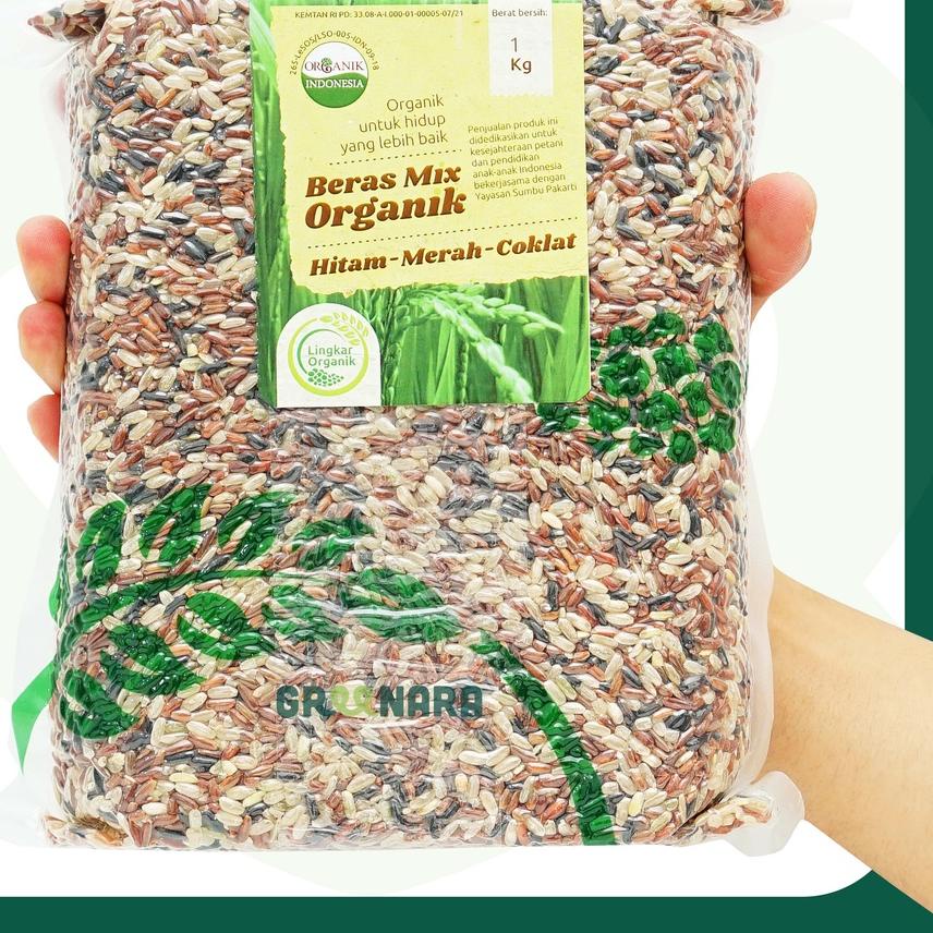 

EXCLUSIVE!Beras Mix Whole Grain 1kg Merah Coklat Hitam Organik / Lingkar Organik|SQ3