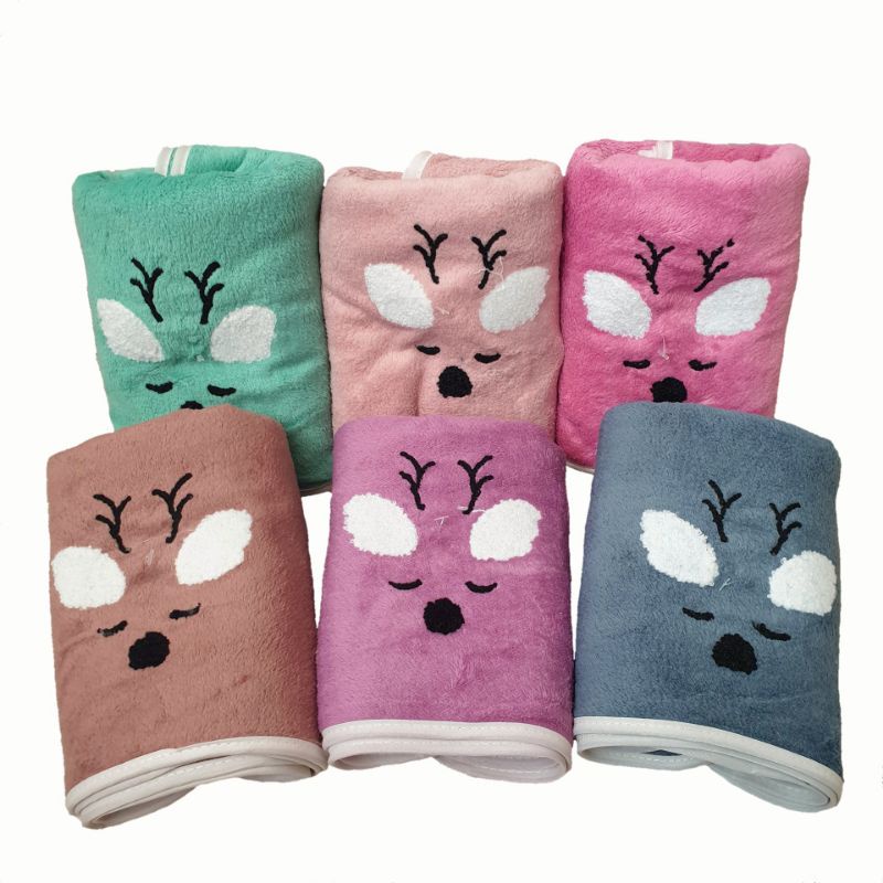 Handuk Animal Bordir 100x50cm Handuk Bayi Microfiber Lembut 35x75 cm | Handuk Sport | Handuk Kulit Sensitive Lembut