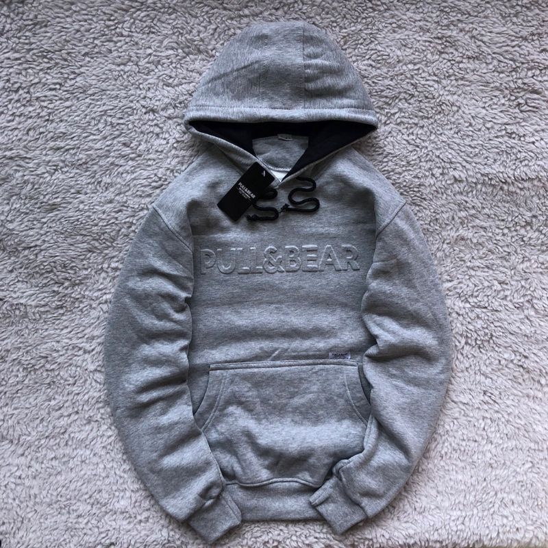 sweater hoodie pull &amp; bear embos timbul pria/wanita