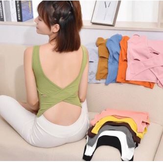 Tanktop busa Backless tali silang atasan fashion TANKTOP 42 tali silang belakang
