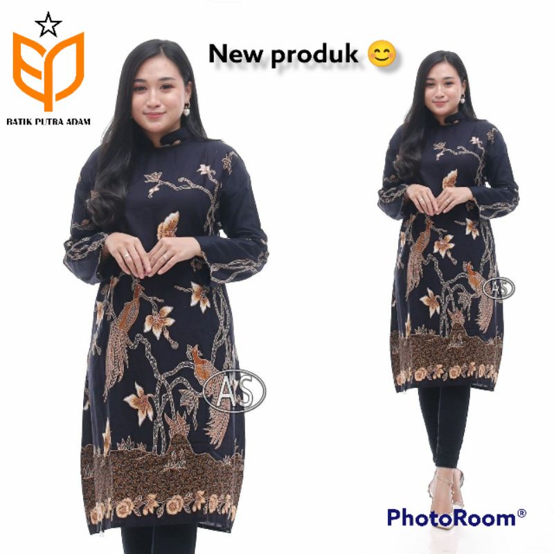 TUNIK BATIK CANTIK //TUNIK BATIK UNGGUL JAYA HITAM MANIS 371 MOTIF MERAK