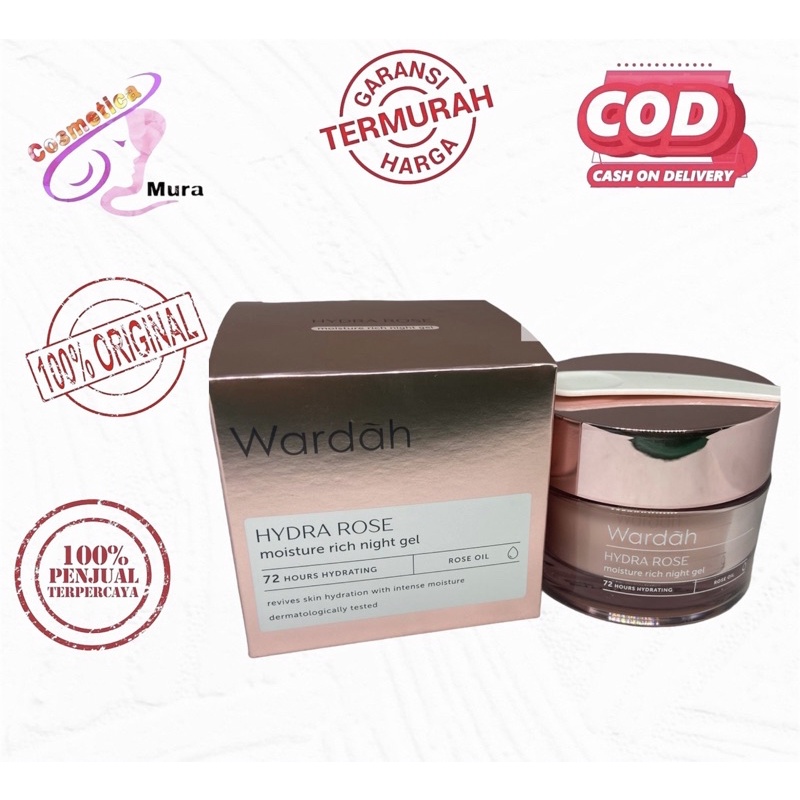 [ night cream 40 g ] wardah hydra rose moisture rich night cream // wardah cream malam hydrarose