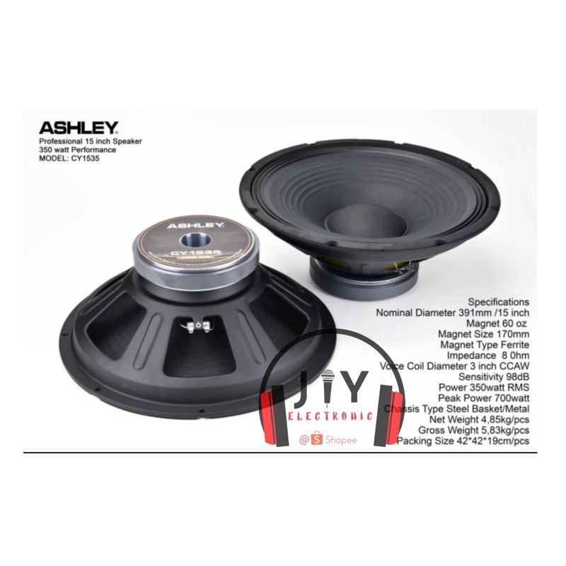 Speaker Komponen Ashley 15 inch CY1535 CY 1535 CY-1535 Original