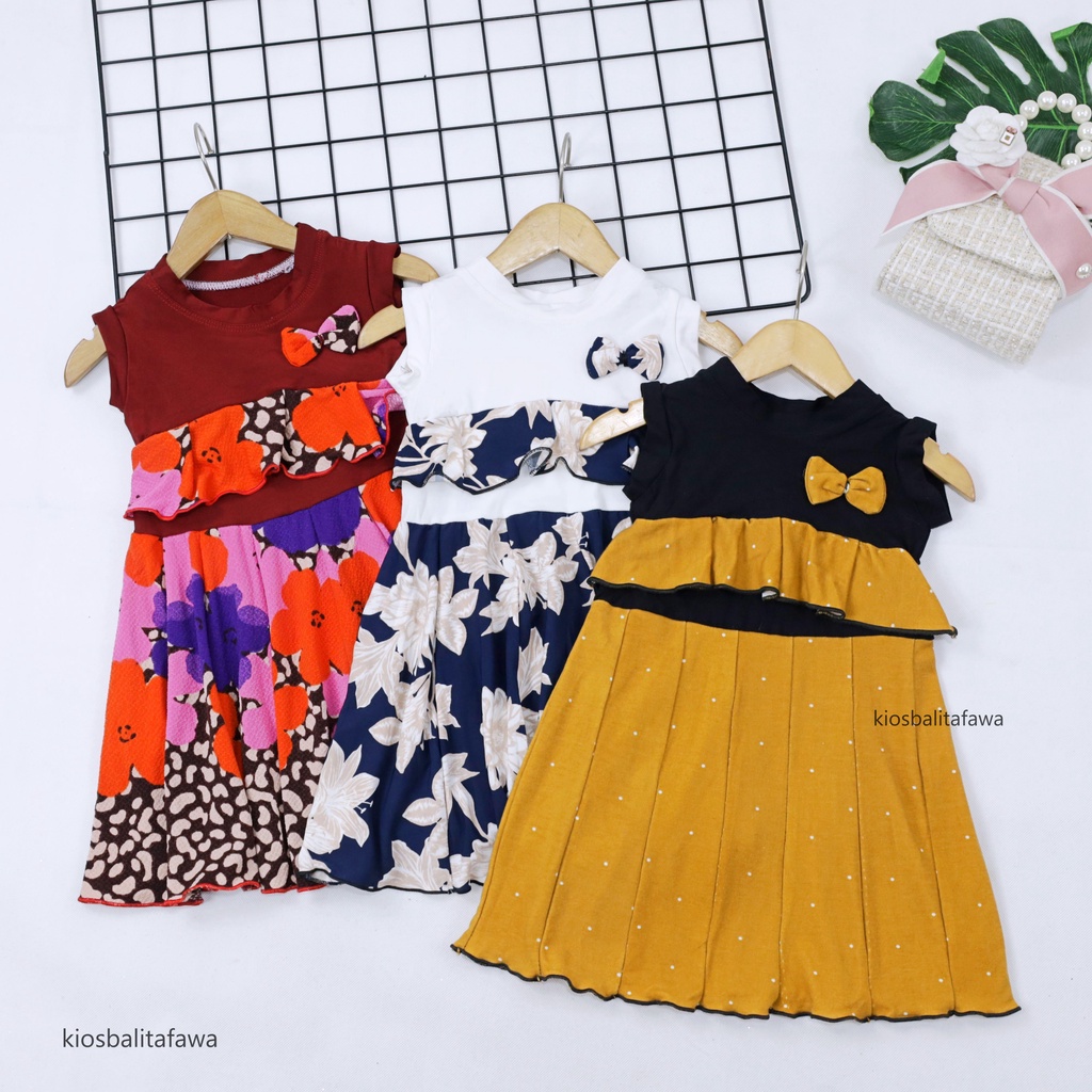 Dress Loona uk 1-2 Tahun / Model Dres Anak Perempuan Cewek Baju Batik Murah Casual Pesta Yukensi