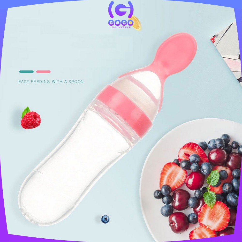 GOGO-C49-50 Botol Sendok Makan Bayi Botol Susu Dot Sendok Bubur MPASI Baby Spoon Feeder Food Grade