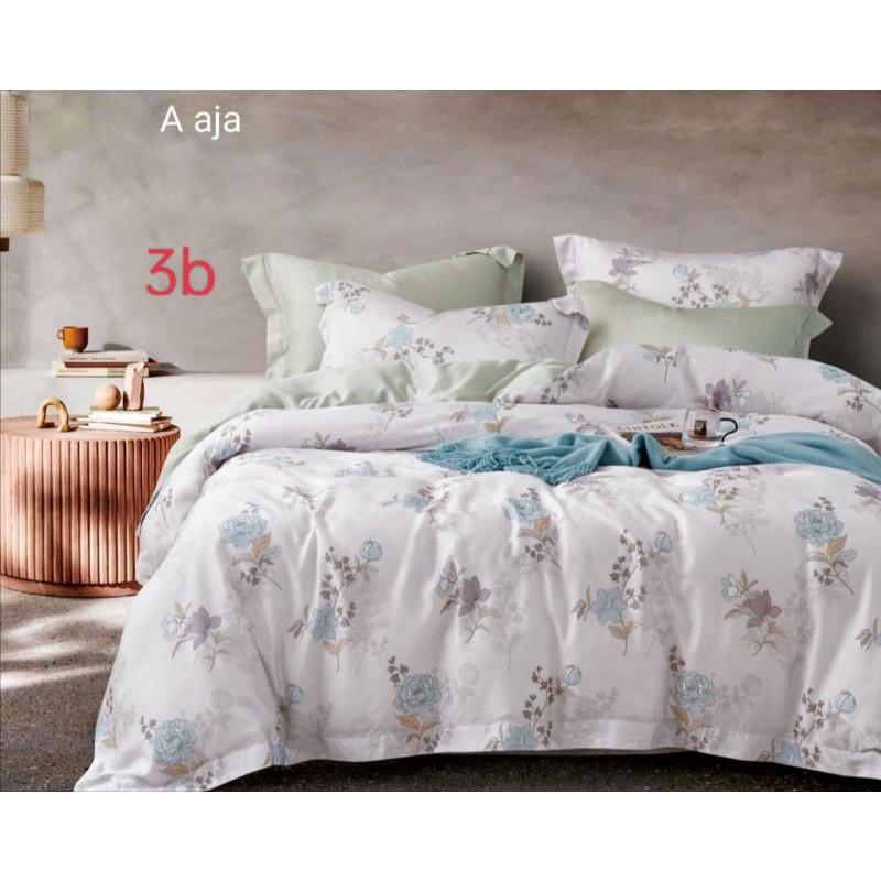 (3)BYAK MOTIF!!FULL SET BEDCOVER SPREI SUTRA ORGANIK SERAT BAMBOO ORIGINAL