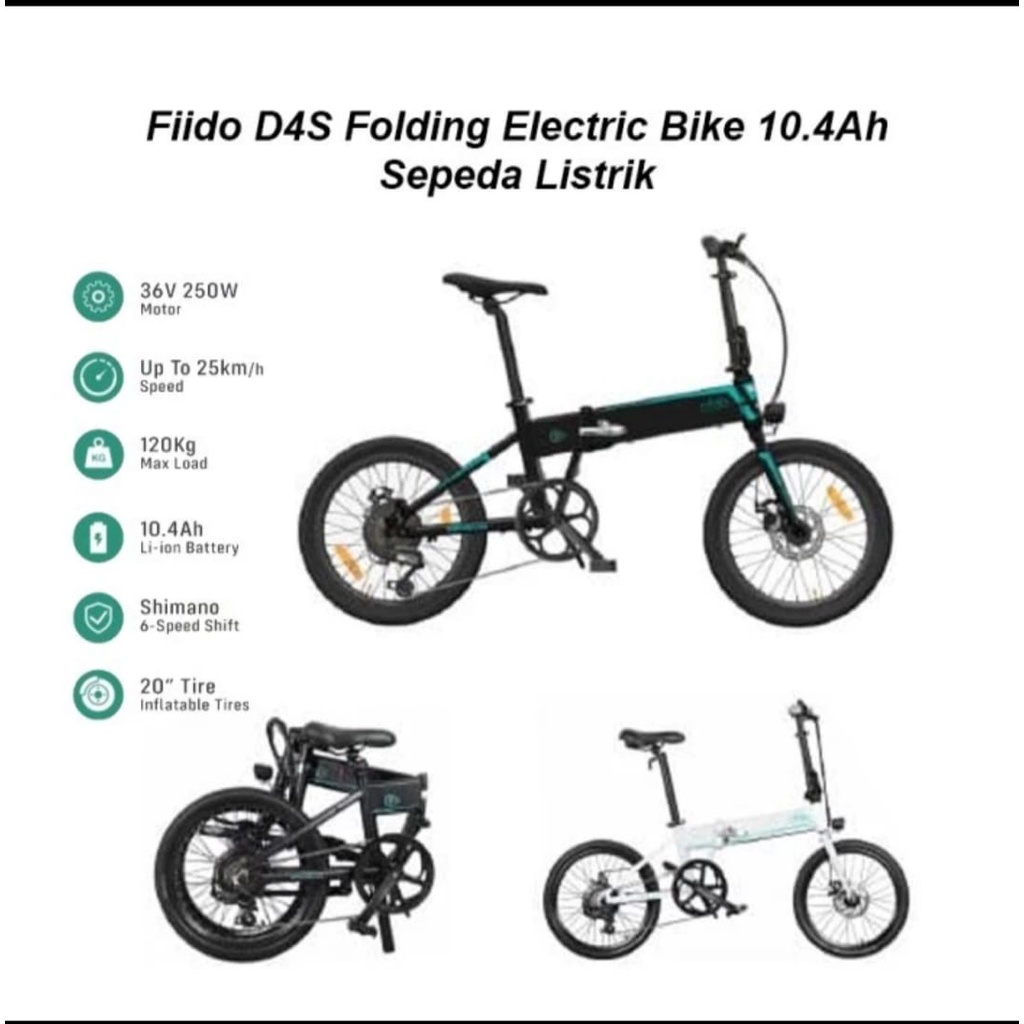 Sepeda Listrik Lipat Fiido D4S 20 Inci - Kapasitas Baterai 840Wh, Berat 18.5kg