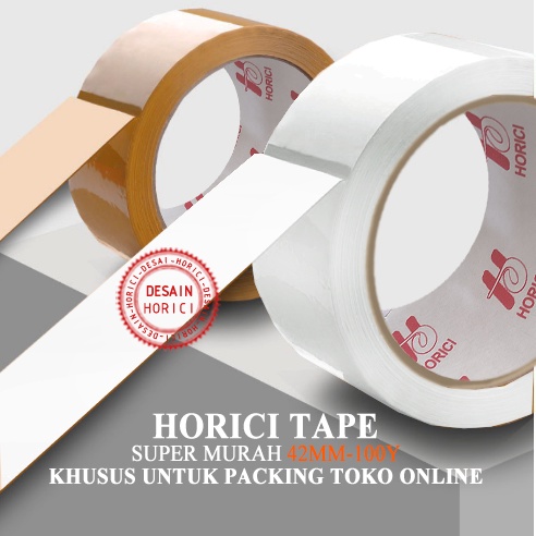 HORICI TAPE 42mmx100Y KHUSUS UNTUK PACKING TOKO ONLINE MURAH / FULL PANJANG LAKBAN BENING DAN COKLAT ISOLASI