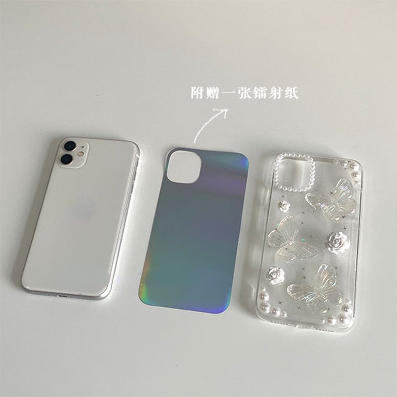 IPHONE Lucu 3D Busur Mutiara Kupu-Kupu Bening Casing Ponsel Untuk Iphone14 13 12 11 Pro Max XS Max XR X7 8plus Lensa Glitter Dilindungi Lembut Shockproof Cover