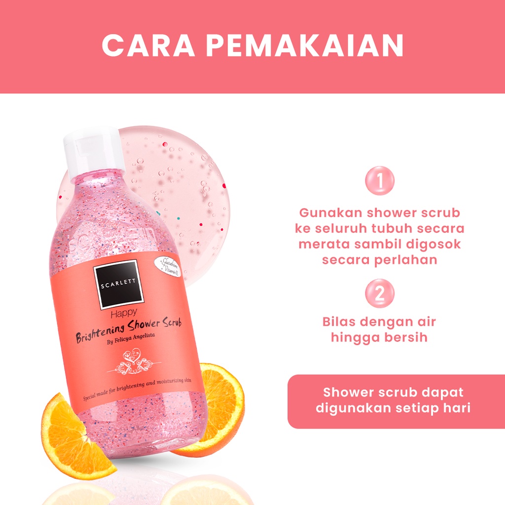 ORIGINAL Scarlett Whitening Shower Scrub Happy - Girlsneed77 Beauty Skincare Cosmetics Medan Kosmetik