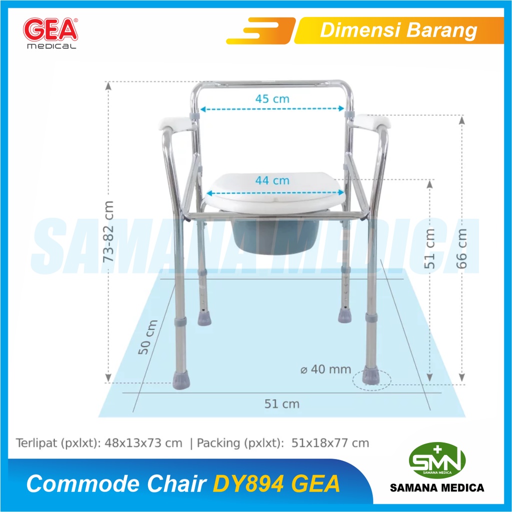 Kursi BAB GEA FS894 Commode chair duduk tanpa roda GEA Promo Murah TANPA RODA