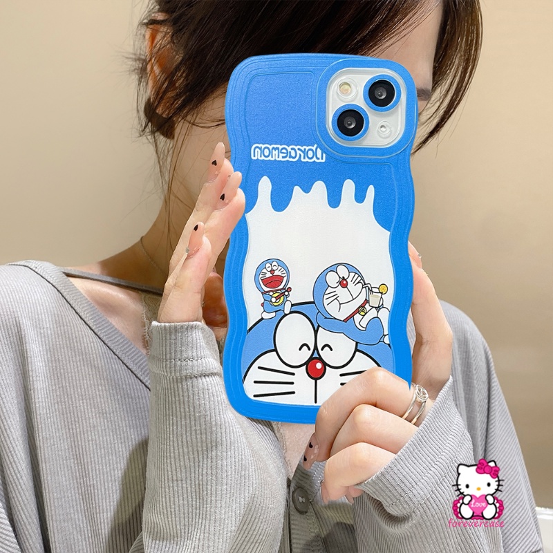 Doreamon Lucu Kartun Milk Tea Case Vivo Y36 Y16 Y11 V23E Y20 Y12 Y35 V20 Y22 Y75 Y15A Y12s Y12i Y91Y91C Y21 V21 Y1s Y55 Y15s Y15 Y30 Y21s Y17 Y33s T1 Wavy Edge Casing Soft Cover