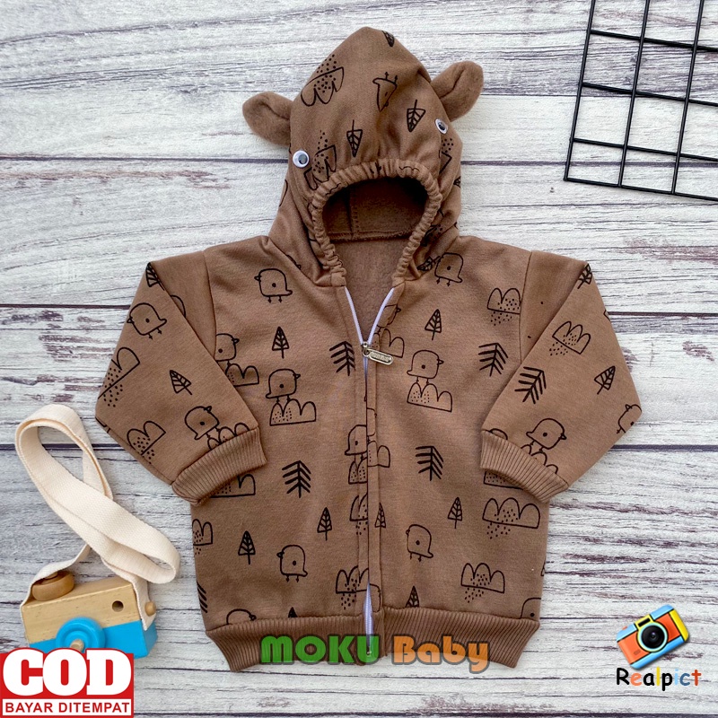 Jaket Bayi Sweater Bayi Hangat Kupluk Kuping Anak Usia 0-6 BUlan - Ana Baby