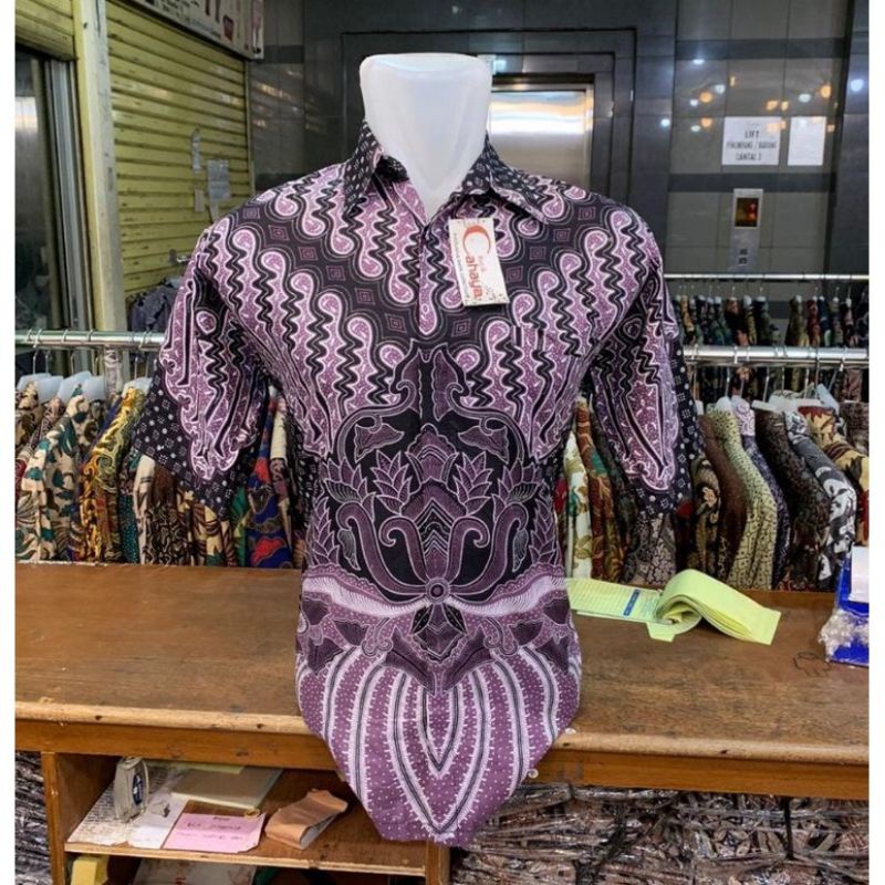 Baju Batik Pria Pendek Katun Premium Super Fouring Halus Size M L XL Xxl