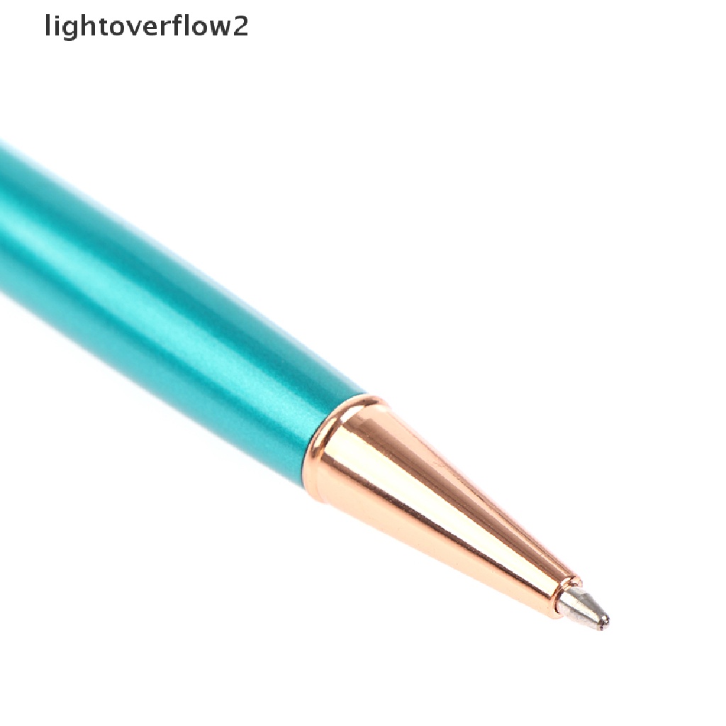 (lightoverflow2) Pulpen Dengan Hiasan Bunga + Kristal Imitasi Untuk Kantor / Sekolah