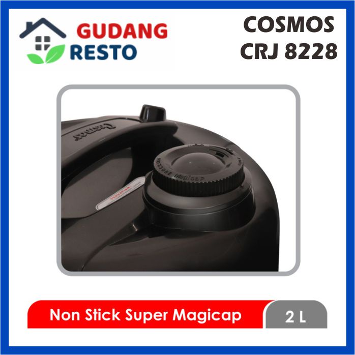 COSMOS RICE COOKER CRJ 8228 B W LOTUS SERIES MAGIC COM 2 L CRJ8228  2,0 LITER PENANAK NASI ANTI LENGKET 3 IN 1 HITAM PUTIH