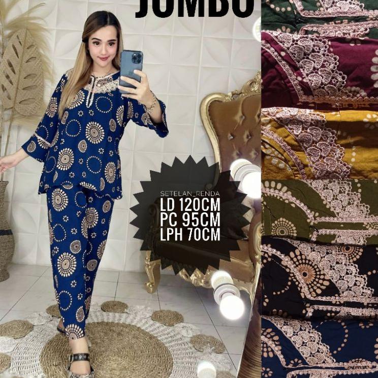 ㆅ NEW JUMBO SETELAN WANITA CPLP DASTER ARAB RENDA JUMBO LENGAN 3/4 PANJANG MOTIF TERBARU STOK BANYAK