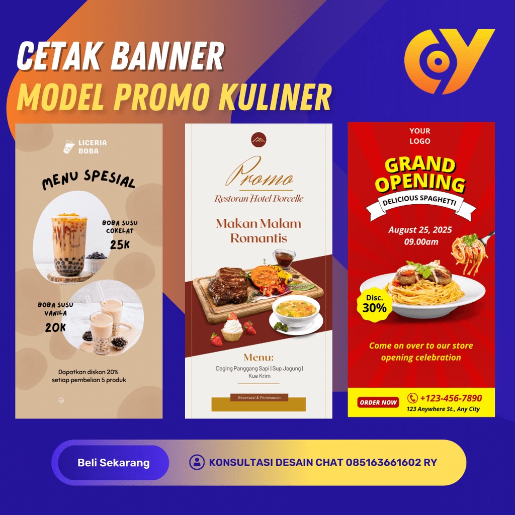 CETAK BANNER PROMO MAKANAN & GRATIS DESAIN