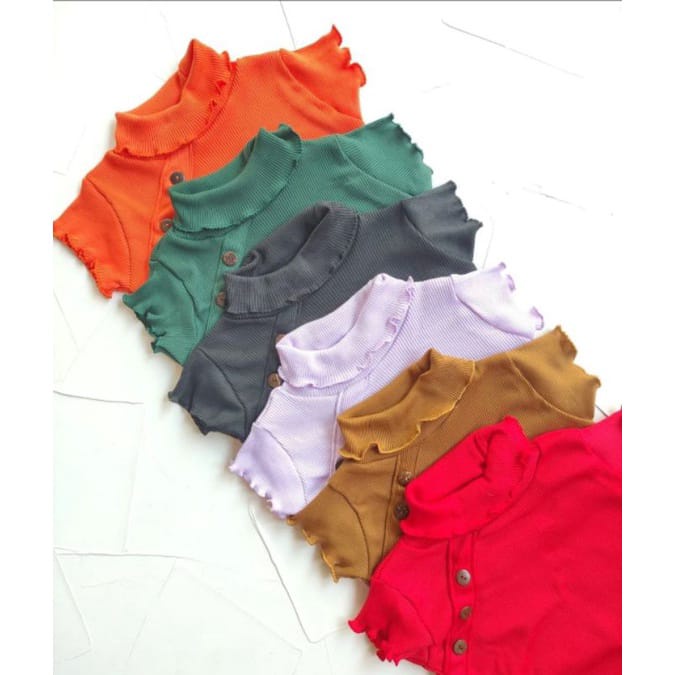 Baju Setelan Anak Perempuan Mikayla Ruffle Knit Tee Rib 1-5 Tahun