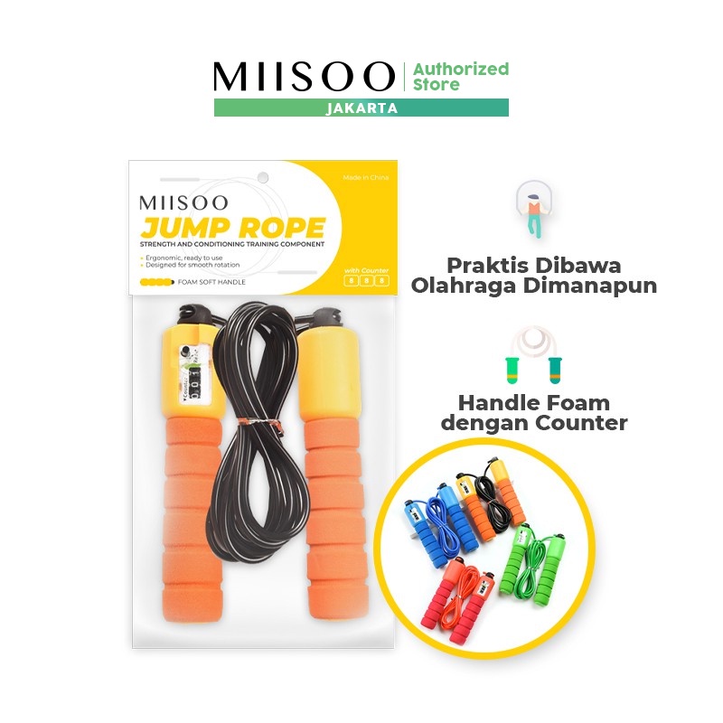 MIISOO Jump Rope Skiping Soft Handle with Counter / Olahraga / Tali Lompat Skipping Alat Hitung 287cm