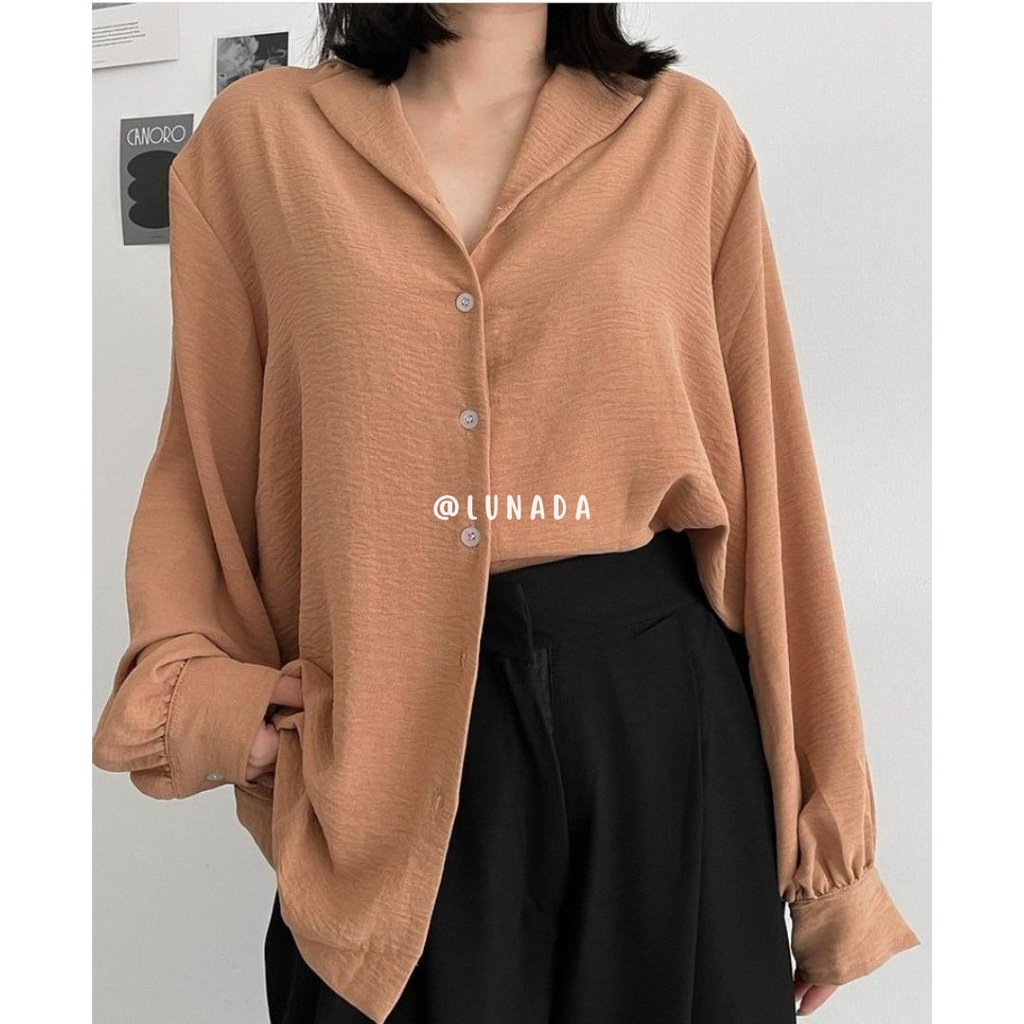 Kemeja Basic Oversize Crinkle Atasan Wanita Airy/ Kemeja Bassic Oversize Krinkle Premium Airy