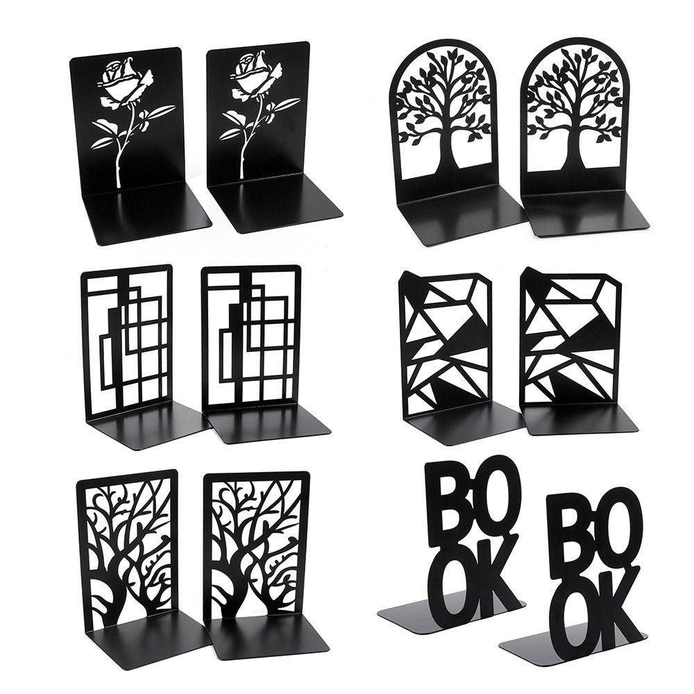 Preva 2PCS/Set Bookends Hadiah Kantor Perlengkapan Sekolah Meja Organizer Non-Slip Melubangi Kreatif Alat Tulis Buku Penyangga Rak