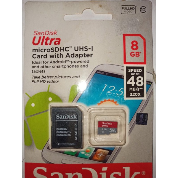 Microsd sandisk SDHC UHS 8gb speed 48mbps original