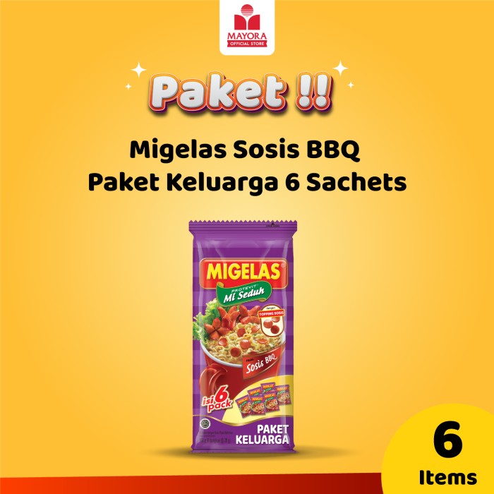 

NEW Mi Instan Migelas Sosis BBQ Paket Keluarga 6 Sachets