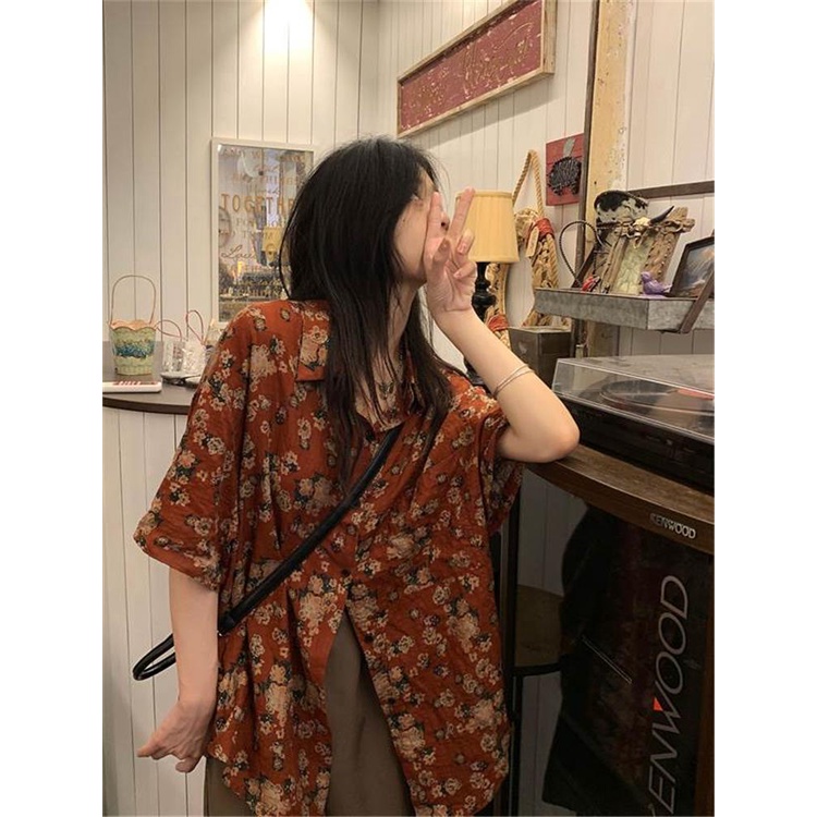 Kemeja Bunga Lengan Pendek Wanita Kemeja Wanita Import