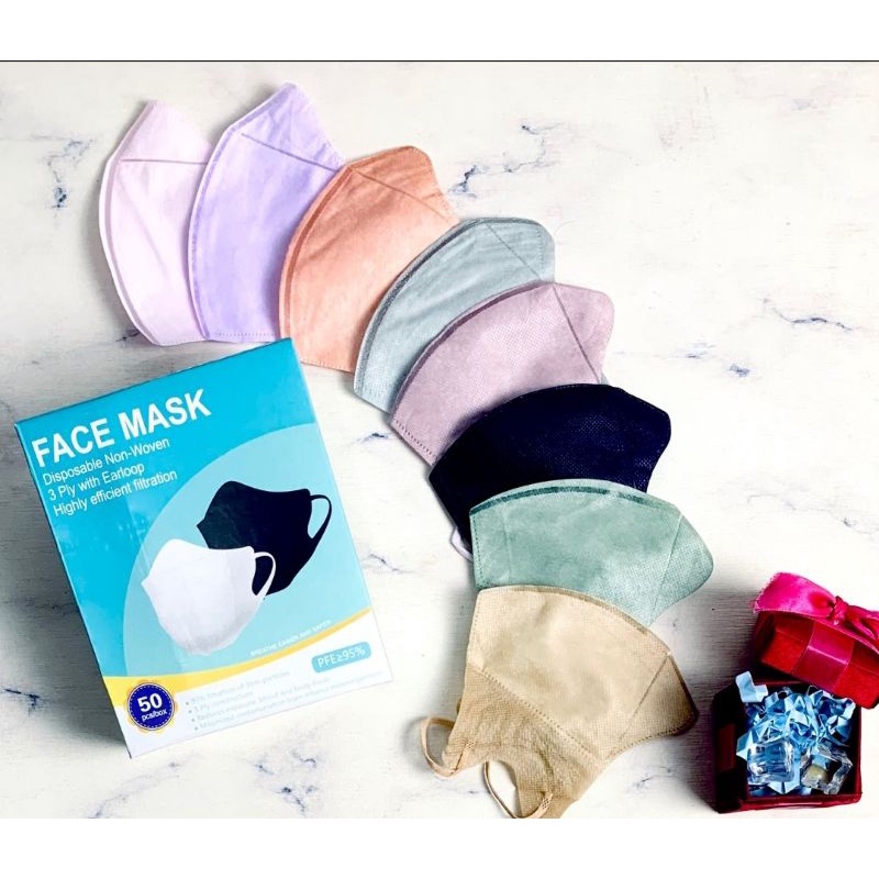 MASKER DUCKBILL ABU ABU DEWASA ISI 50 PCS PREMIUM QUALITY-MIX WARNA