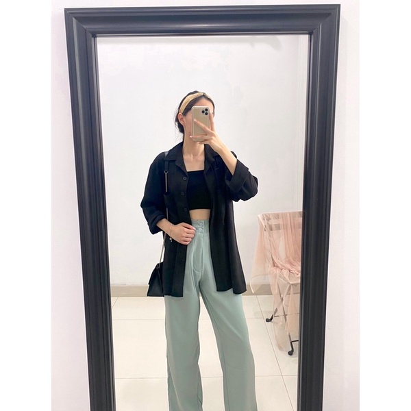 CLARA Kemeja Oversized Krinkel / Kemeja Wanita Crinkle Airflow / Oversized Shirt Korea / Kemeja Jumbo Hijab Friendly / Kemeja Tunik Muslim 0392AXL