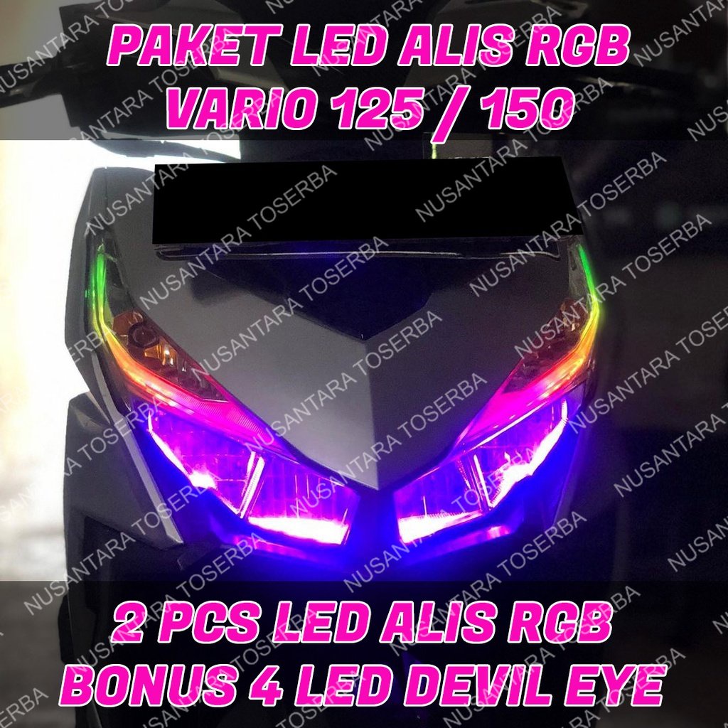 PAKET LAMPU ALIS RUNNING RGB VARIO 125 VARIO 150  BONUS DEVIL EYES LAMPU ALIS DRL RUNNING BERGARANSI