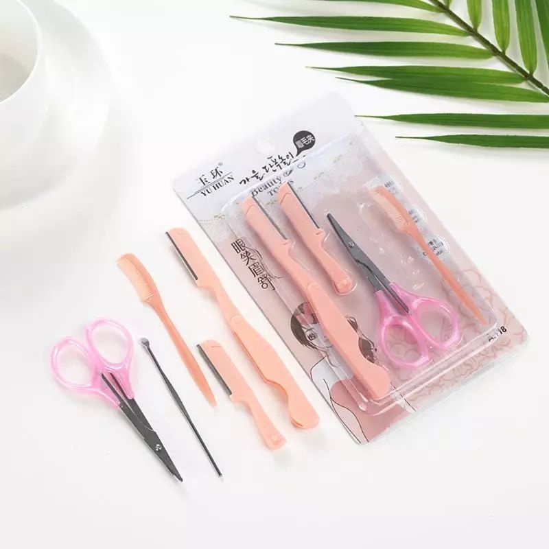 Medan Termurah Lengkap + Praktis Set Kit Pencukur Alis Set Cukuran Alat Cukur Alis Set Eyebrow Trimmer