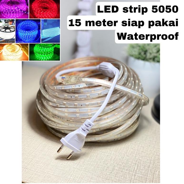 AT.18Oc22q ▪ Lampu Led strip Led Lis Plafon 15 Meter siap pakai Lampu selang