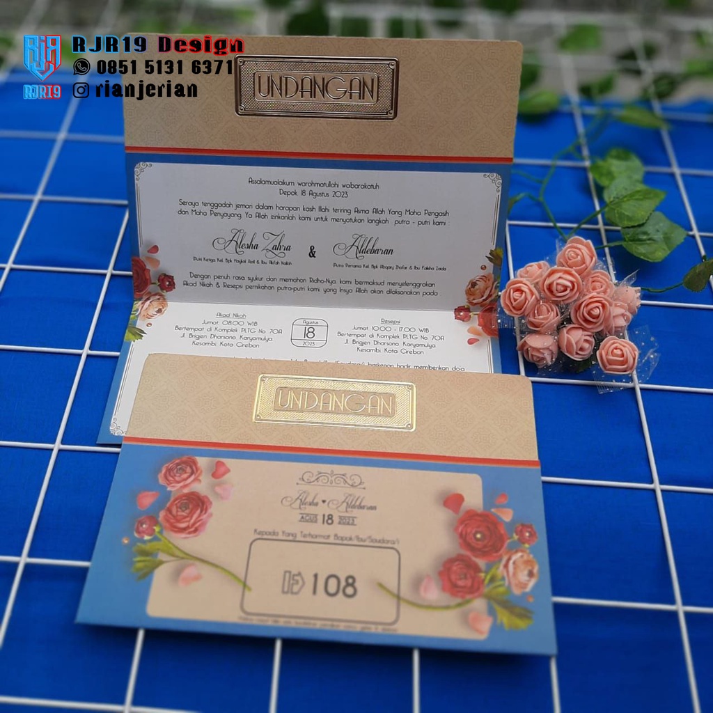 UNDANGAN PERNIKAHAN SERI FELIZ 108 SUDAH TERMASUK LABEL NAMA DAN PLASTIK OPP